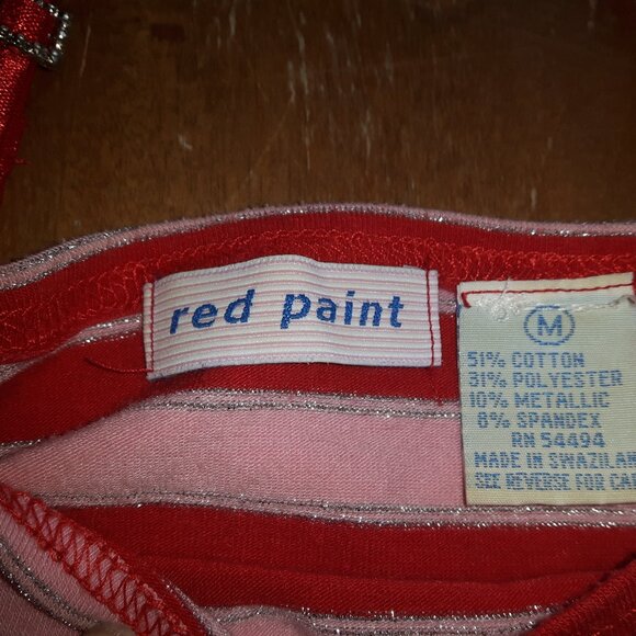 Pink/red stripped off shouder top - Picture 3 of 4